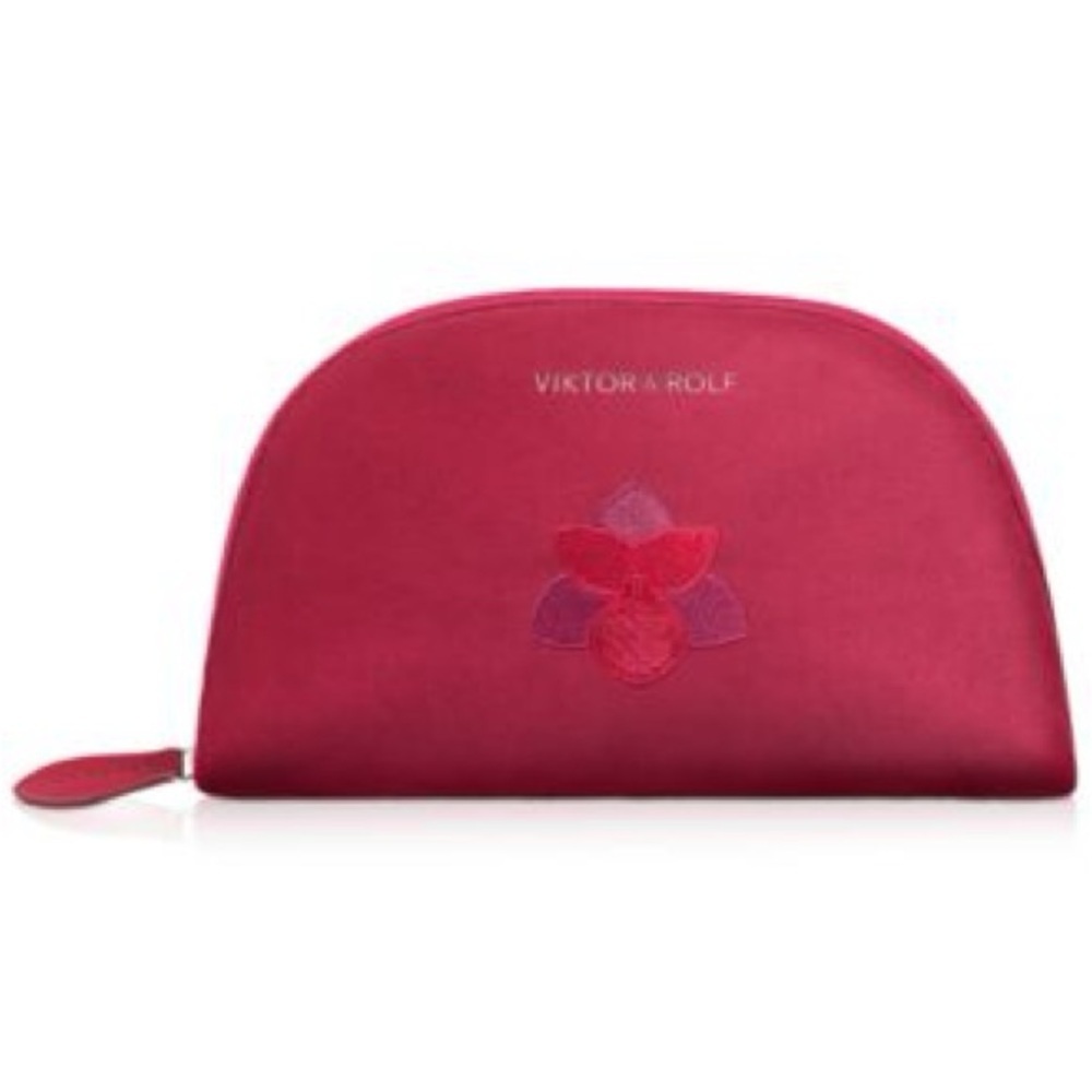 VIKTOR & ROLF Burgundy Zippered Cosmetic/Makeup/Skincare Pouch Case